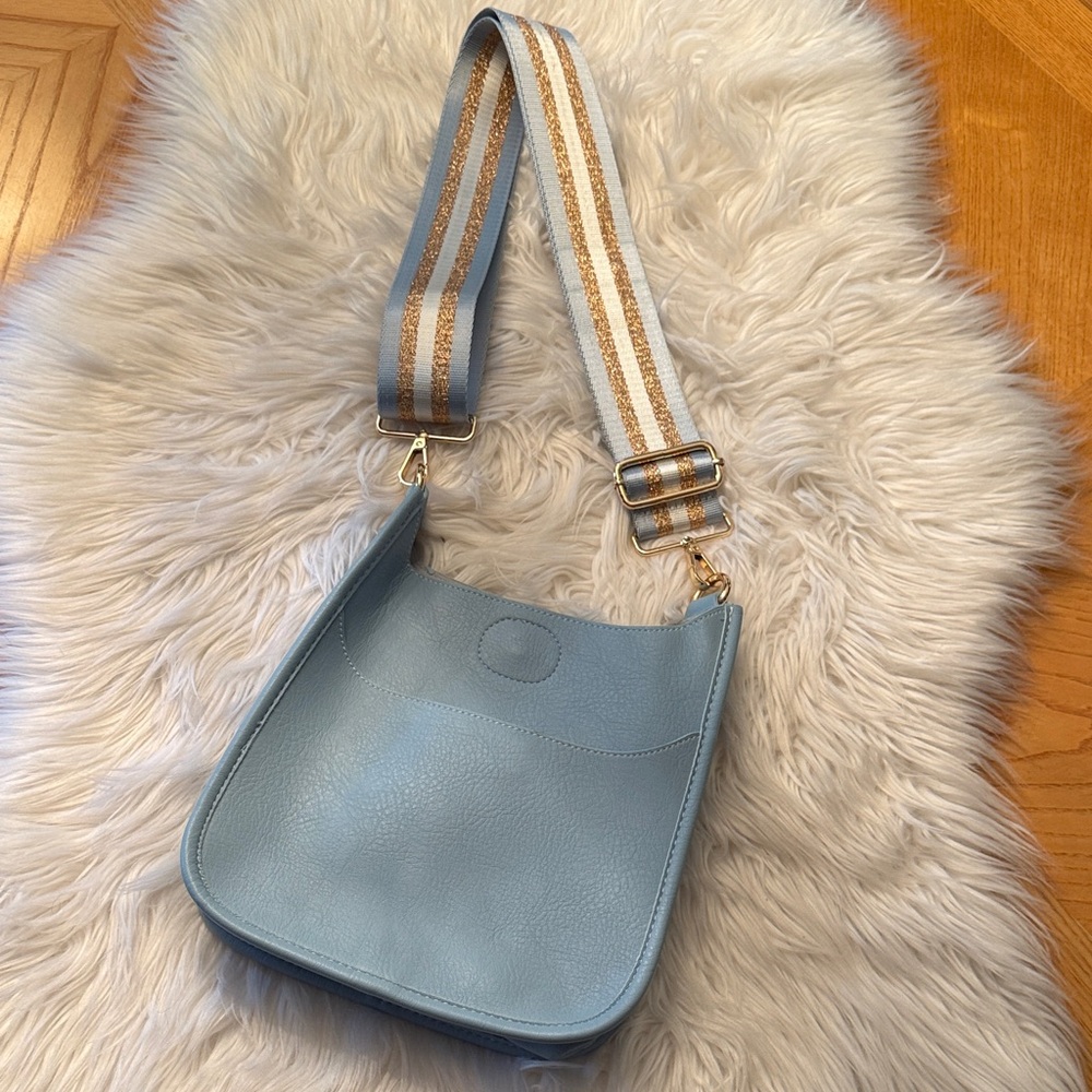 Sky Blue Leather Shoulder Bag